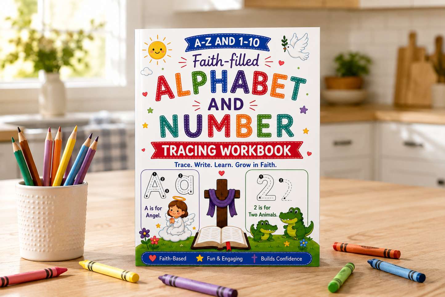 Faith-Filled Alphabet & Number Tracing Workbook